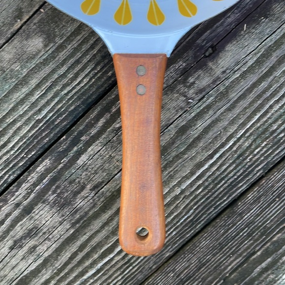 Cathrineholm VTG yellow white lotus omelet skillet frying pan 9” Norway  MCM 60s - Picture 3 of 13